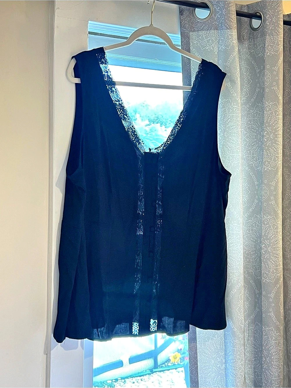 Torrid Challis Button Front V-Neck Top Black 3X